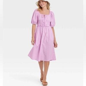 Universal Thread Dress Size Small Chalk Violet Puff Short Sleeve Cotton NWOT